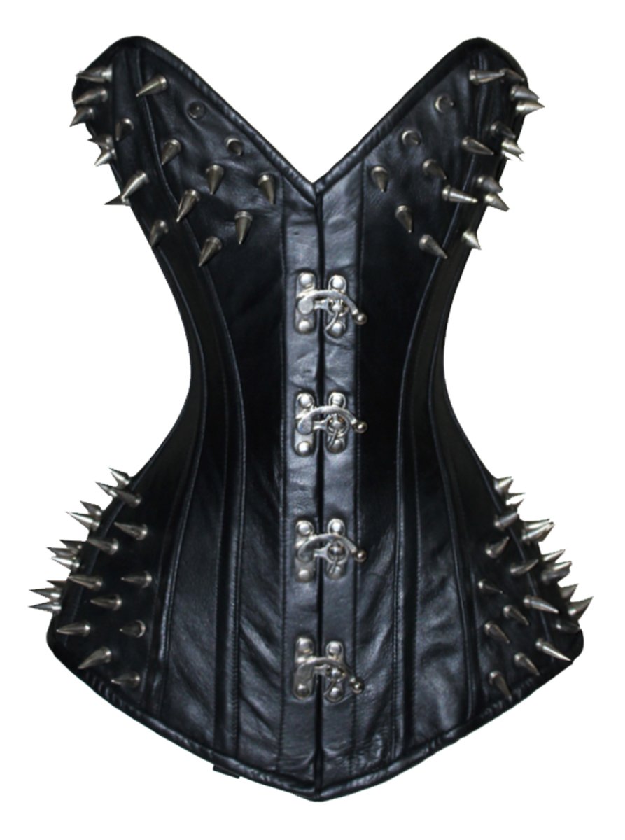 luvsecretlingerie Heavy Duty 26 Double Steel Boned Waist Training Real Leather Long Torso Overbust Tight Shaper Corset 8396