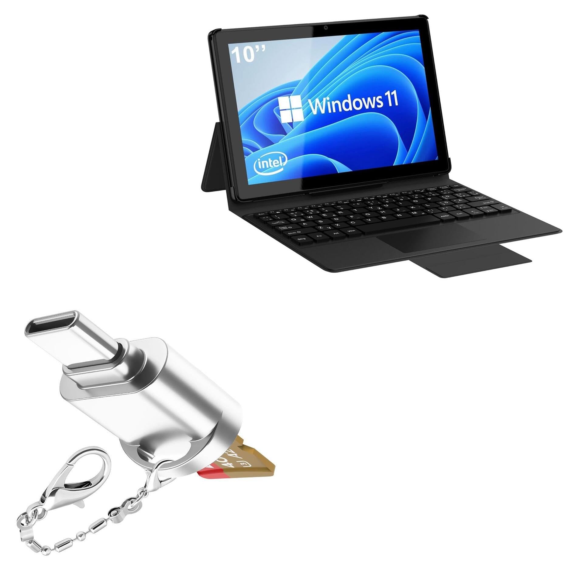 BoxWaveAdapter Compatible with Tibuta W120 - Micro SD Card miniReader, USB Type-C OTG Reader USB3.0 Adapter Keychain - Metallic Silver