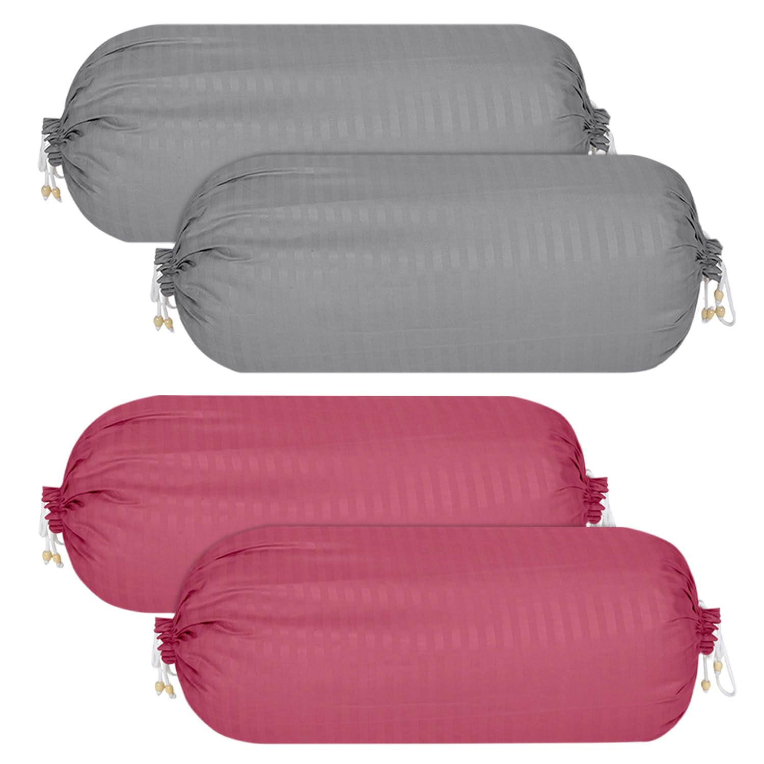 Kuber Industries Bolster Covers | Soft Cotton Bolster Cover Set | Diwan Round Bolster Pillow Covers | Striped Pattern Masand Cover | 16x32 Inch | Pack of 4 | Multicolor