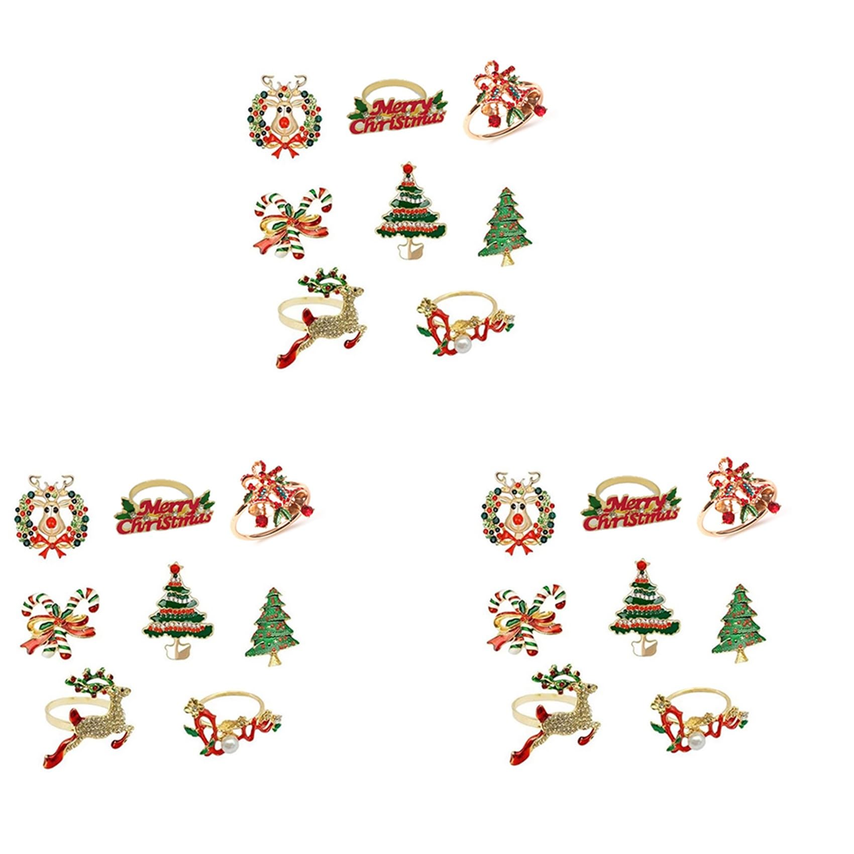 Hndhbfgrt 24Pcs Christmas Napkin Rings -Napkin Holder Rings for Holiday Christmas Table Decoration Napkin Buckle