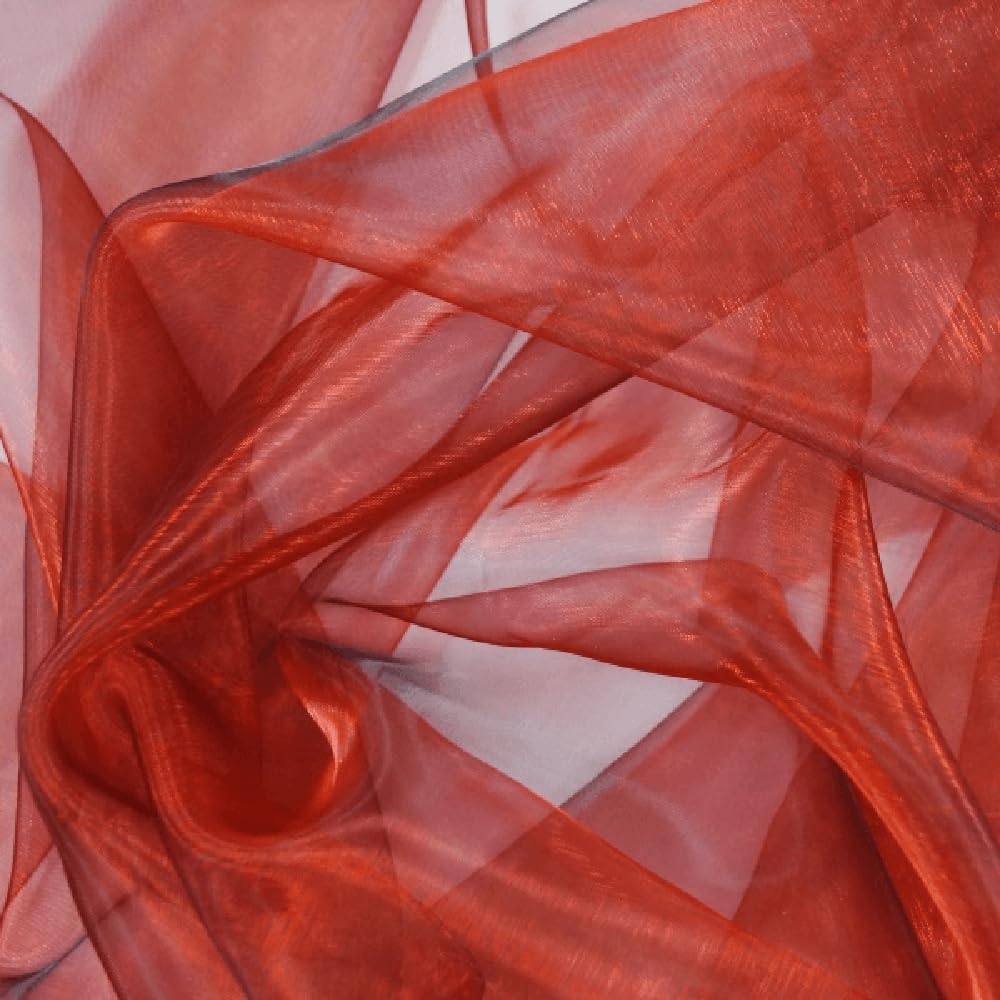Oh Sew Crafty Limited Red/ Black Organza Fabric Two Tone Satin Sheer Voile Curtain Wedding Fabric (Sold Per Metre) (/Black)