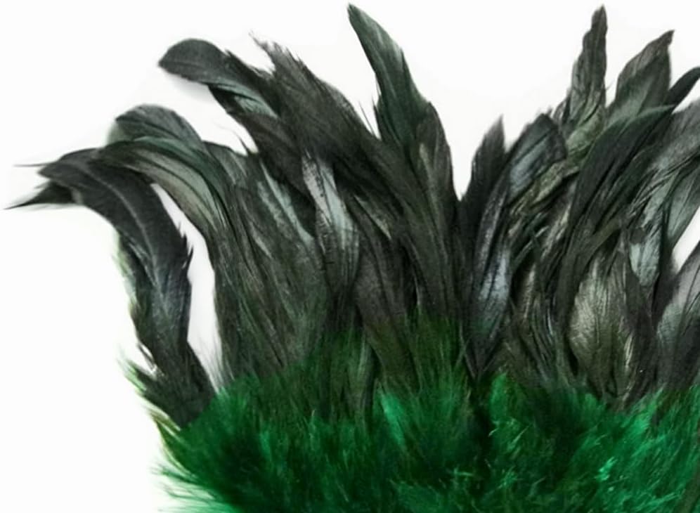 1 Yard - Kelly Green Half Bronze Strung Rooster Schlappen Wholesale Feathers (Bulk) Fly Tying Halloween Costume Craft Supply | Moonlight Feather