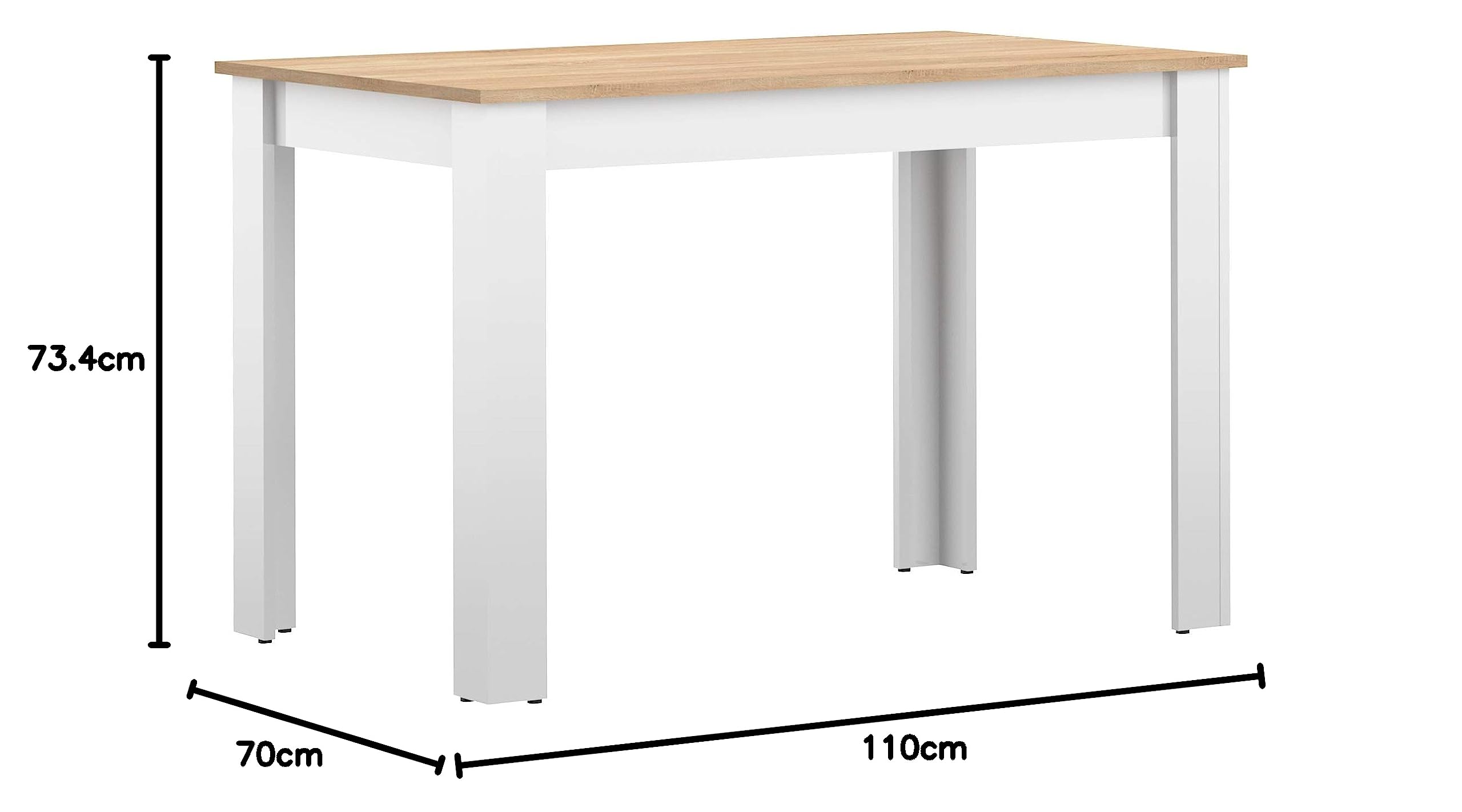 Symbiosis Nice, Tavolo da pranzo, bianco e rovere naturale 110x70x73,1 cm