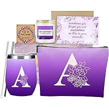 Initial A Monogrammed Gifts for Women Personalized Gifts for Women Mom Bestie Girl Wife Bridesmaid Bride Teacher Christmas Appreciation Bachelor Party Wedding Wedding Birthday Gift Basket Set