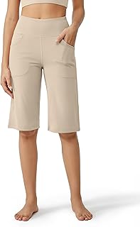 Promover Capri Pants for Women Wide Leg Yoga Cropped Pants with Pockets Loose Casual Summer Pants