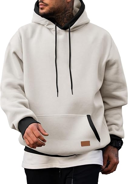 JMIERR Men's Cotton Casual Hoodies Sweatshirts Fashion Long Sleeve Drawstring Fleece Pullover Hoodie with Pockets