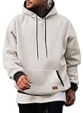 Men's Cotton Casual Hoodies Sweatshirts Fashion Long Sleeve Drawstring Fleece Pullover Hoodie with Pockets