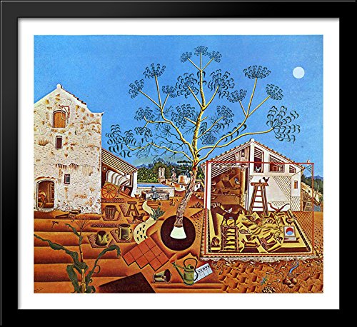 Joan Miro 特大 ビンテージポスター 木製フレーム 絵画 アート Amazon.com: The Farm 30x28 Large Black Wood Framed Print Art by