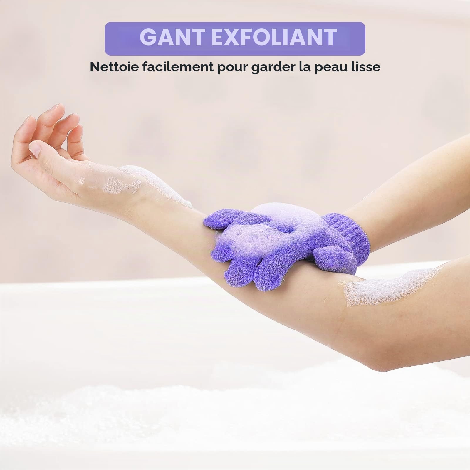 Sibba Lot de 4 Gants de Douche Exfoliants Double Face pour Douche et Corps Exfoliant pour Peaux Mortes A