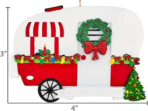 Vista 7 de Adornos festivos de Elves para árbol de Navidad – Airstream y adornos de remolque de viaje Campista festivo