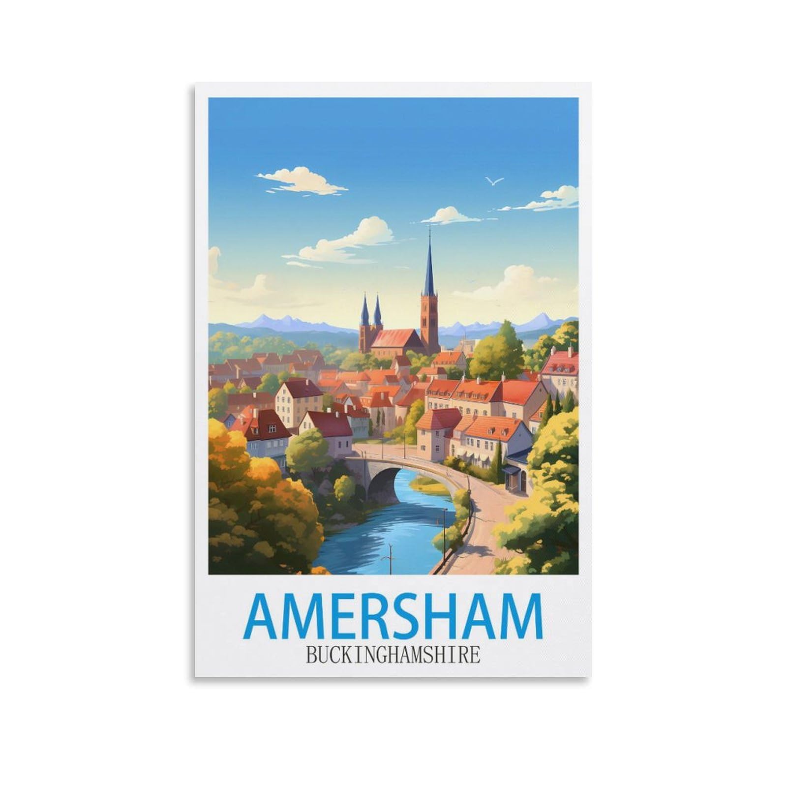 ZBBGGOZ Amersham Buckinghamshire Vintage Travel Posters 08x12inch(20x30cm) Canvas Wall Posters And Art Picture Print Modern Family Bedroom Decor