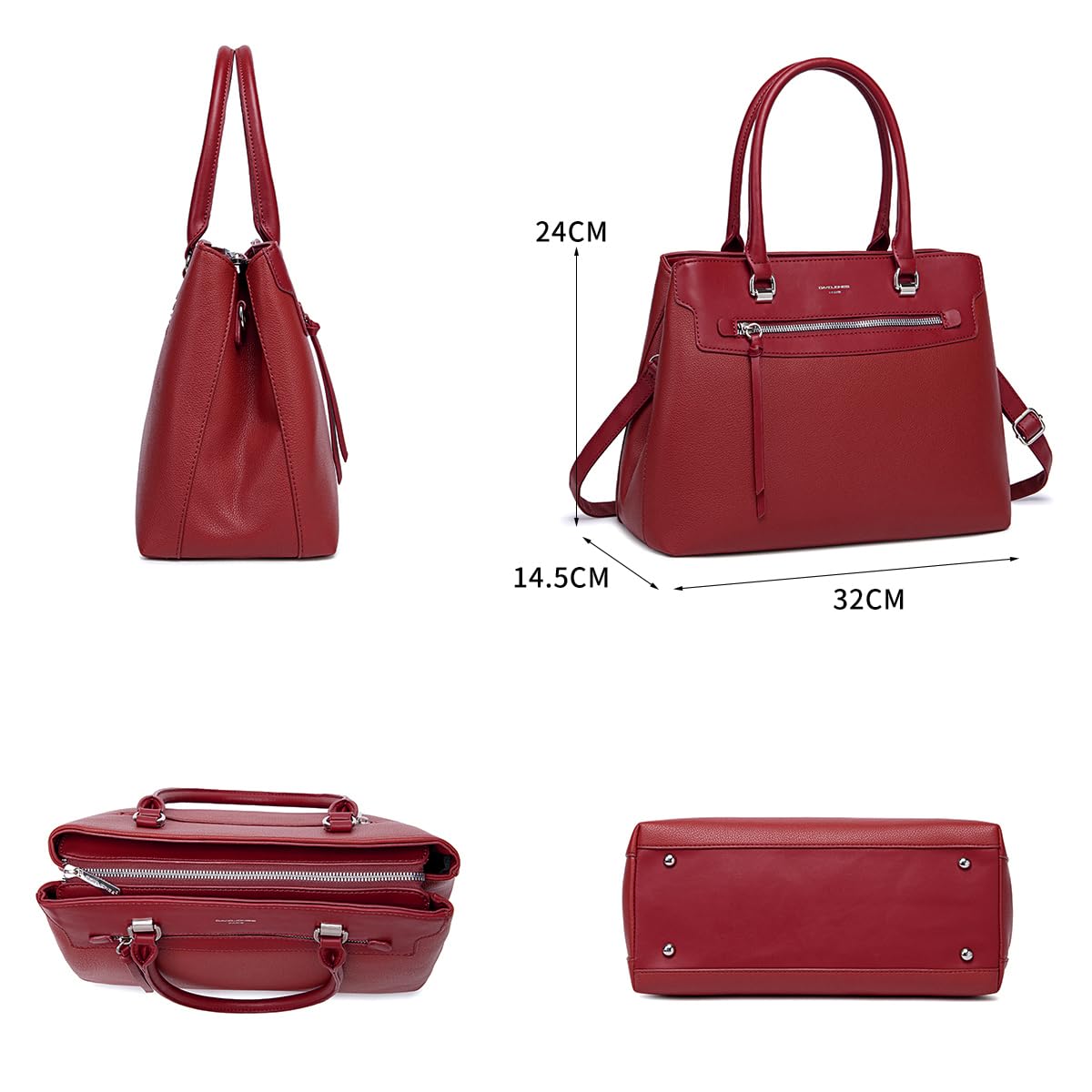 David Jones - Elegancka damska torebka - Torba na ramię ze skóry PU - Torba na zakupy ze skóry PU z wieloma przegrodami - Moda Miasto Lady Trend