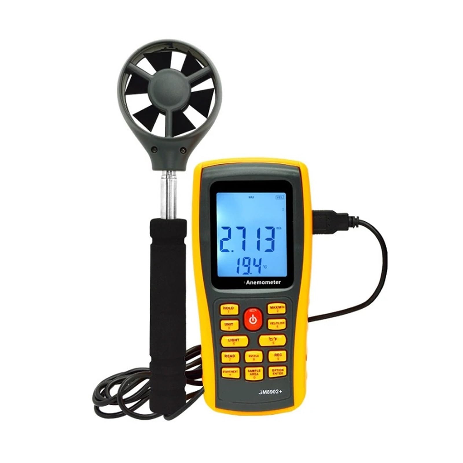 GM8901 GM8902 medición digital de la velocidad del viento temperatura ambiente 0-45 M/S anemómetro(GM8902 Plus)