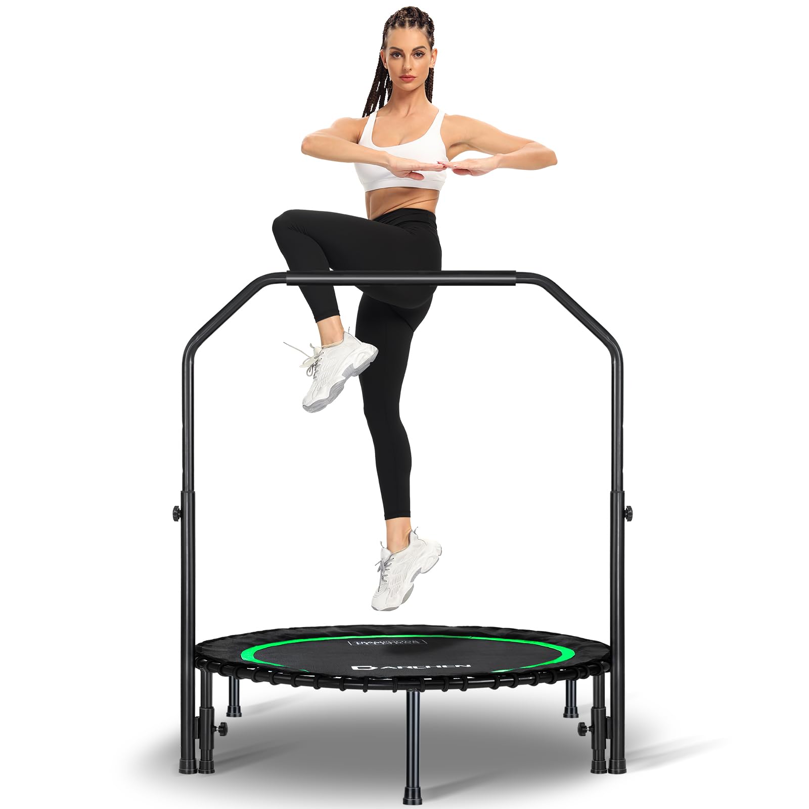 DARCHEN 200 KG Rebounder Trampoline for Adults, Indoor Small Rebounder Exercise Mini Trampoline for Workout Fitness for Quiet and Safely Trampoline Indoor [100 CM]