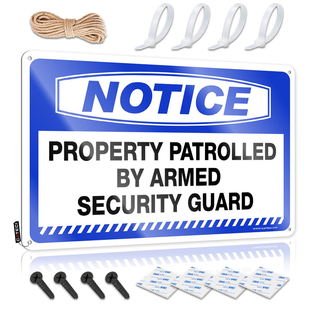 IBWNBBUSN Tin Metal Bar Signs Notice Property Patrolled By Armed Security Guard Tin Sign Home Bar Decor Tin Sign Funny(20X30CM)