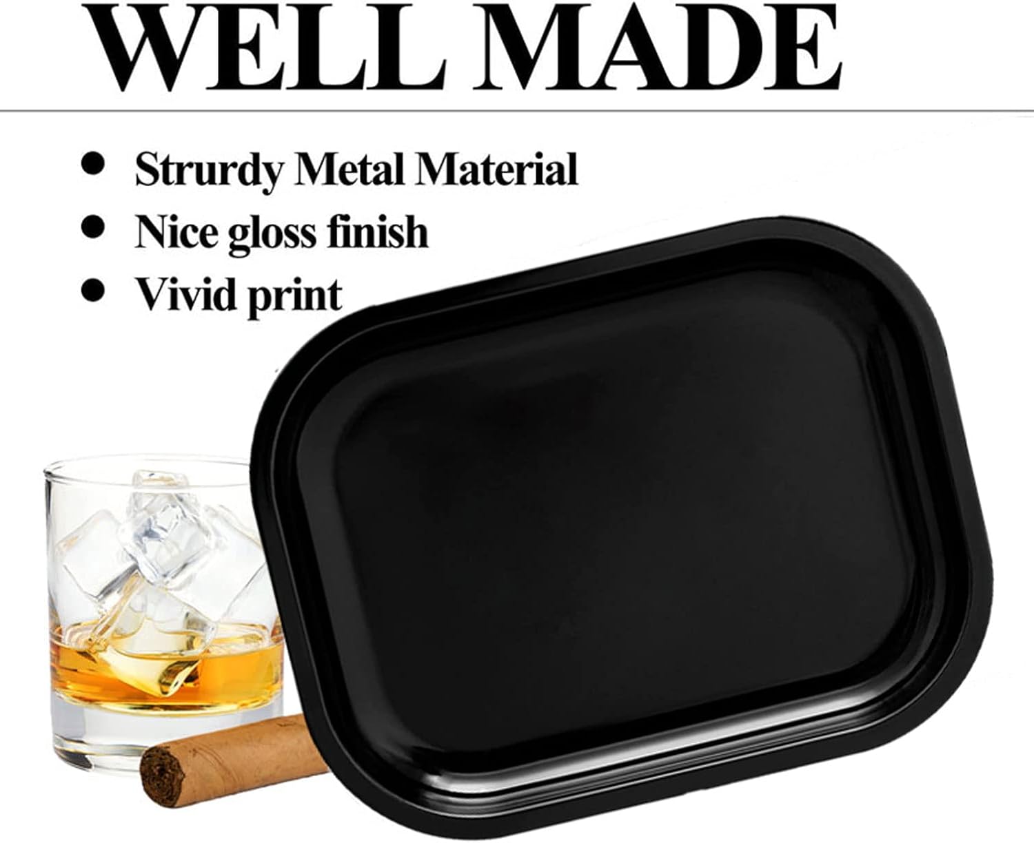 Tray Metal Rolling Tray (Black, 7" x 5.5") image 5