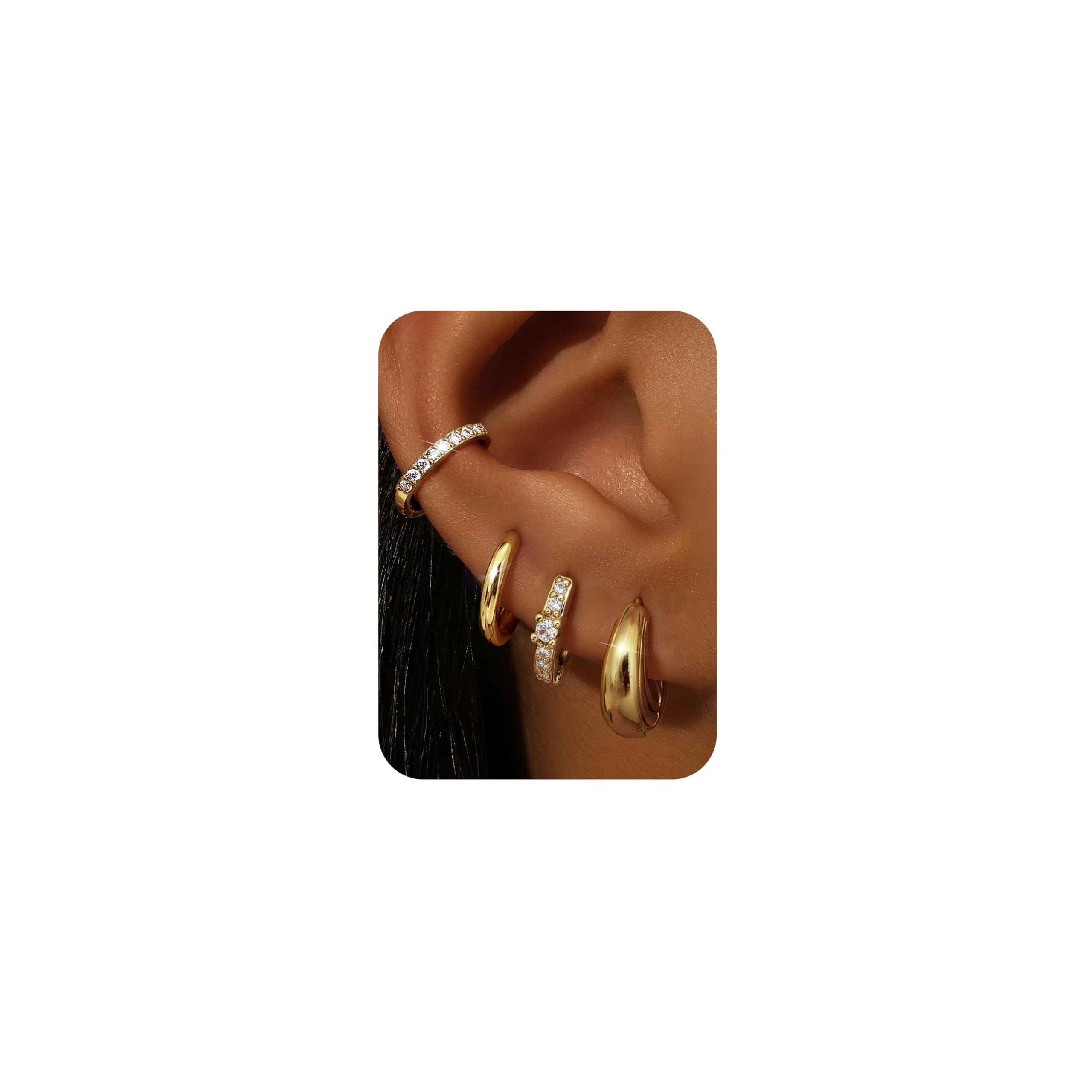 Roheafer Ohrringe Set - 3-4 Paare 925 Sterling Silber Ohrrin