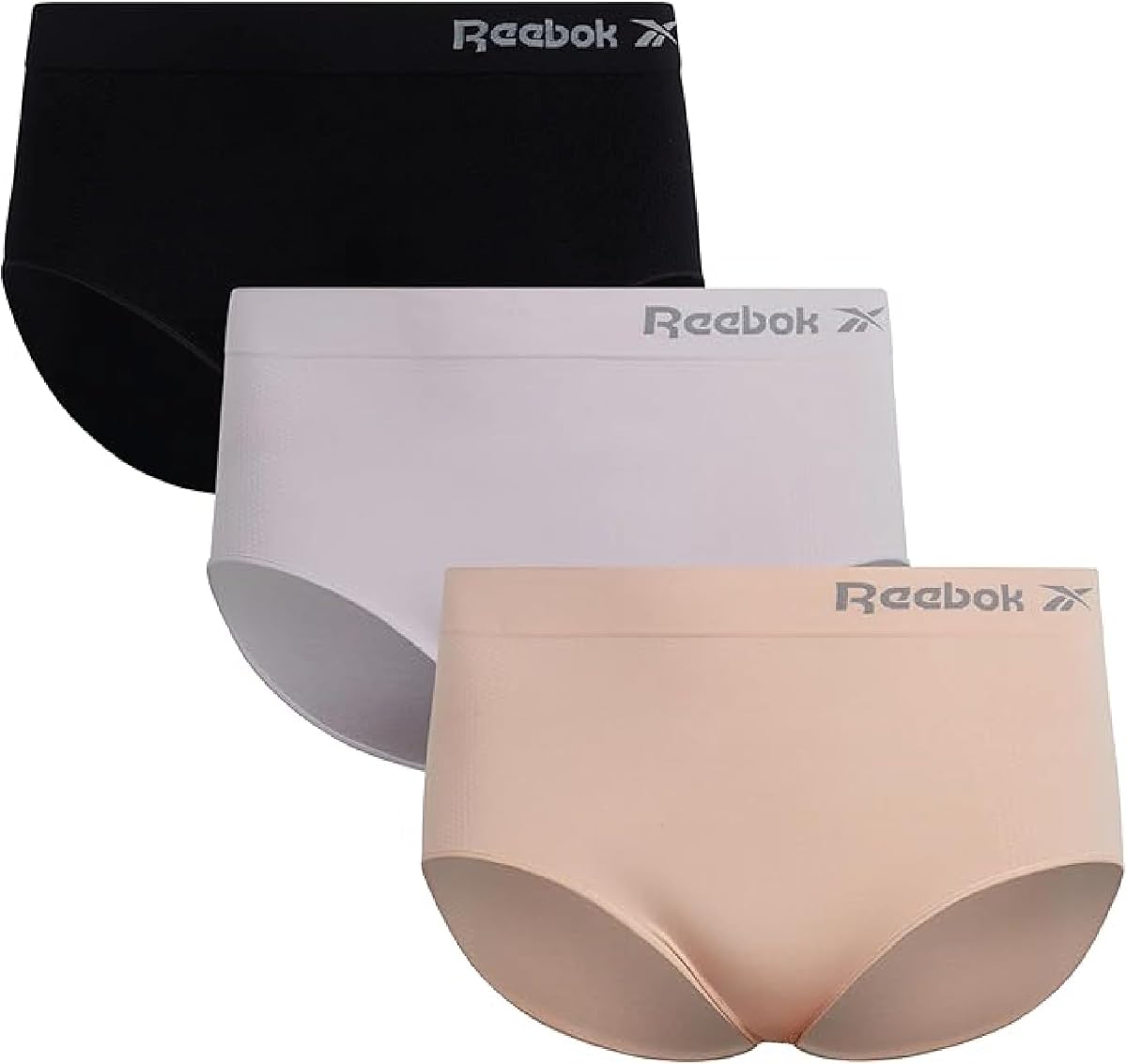 Ropa interior Reebok para mujer - Pack de 3 etiquetas de rendimiento elásticas suaves sin bragas sin costuras para mujer