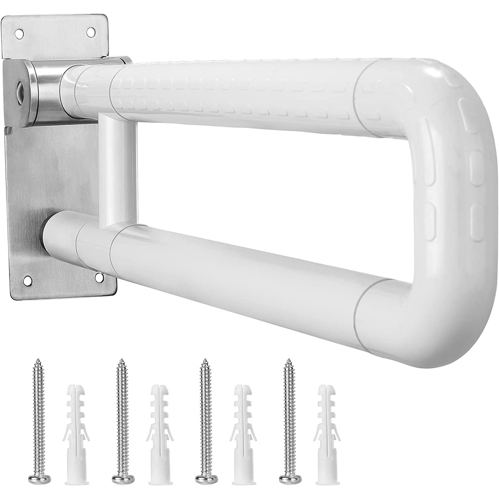 LORIER Barra Abatible Baño Acolchada,Plegable Barra De Apoyo para Inodoro,Asidero Baño Abatible,Barra WC Minusválidos Abatible,Barra de Seguridad Baño Sujeción Pared