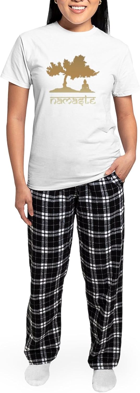CafePress Namaste8 Women's Light Pajamas Women's Novelty Cotton Pajama Set, Comfortable PJ Sleepwear