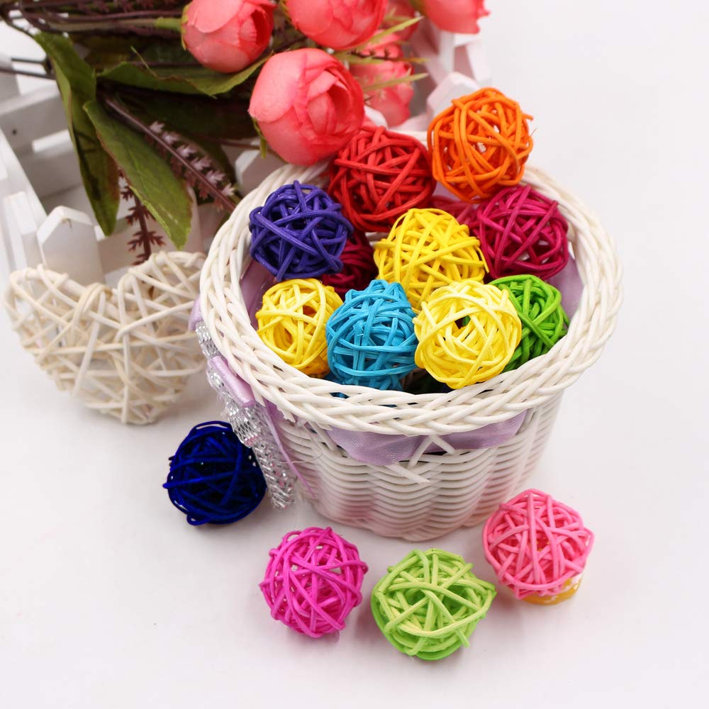 10 Stück Rattan-Kauspielzeug Für Papageien & Kleintiere – 5 Cm Bunte Weidenkugeln Für Käfig & Spiel