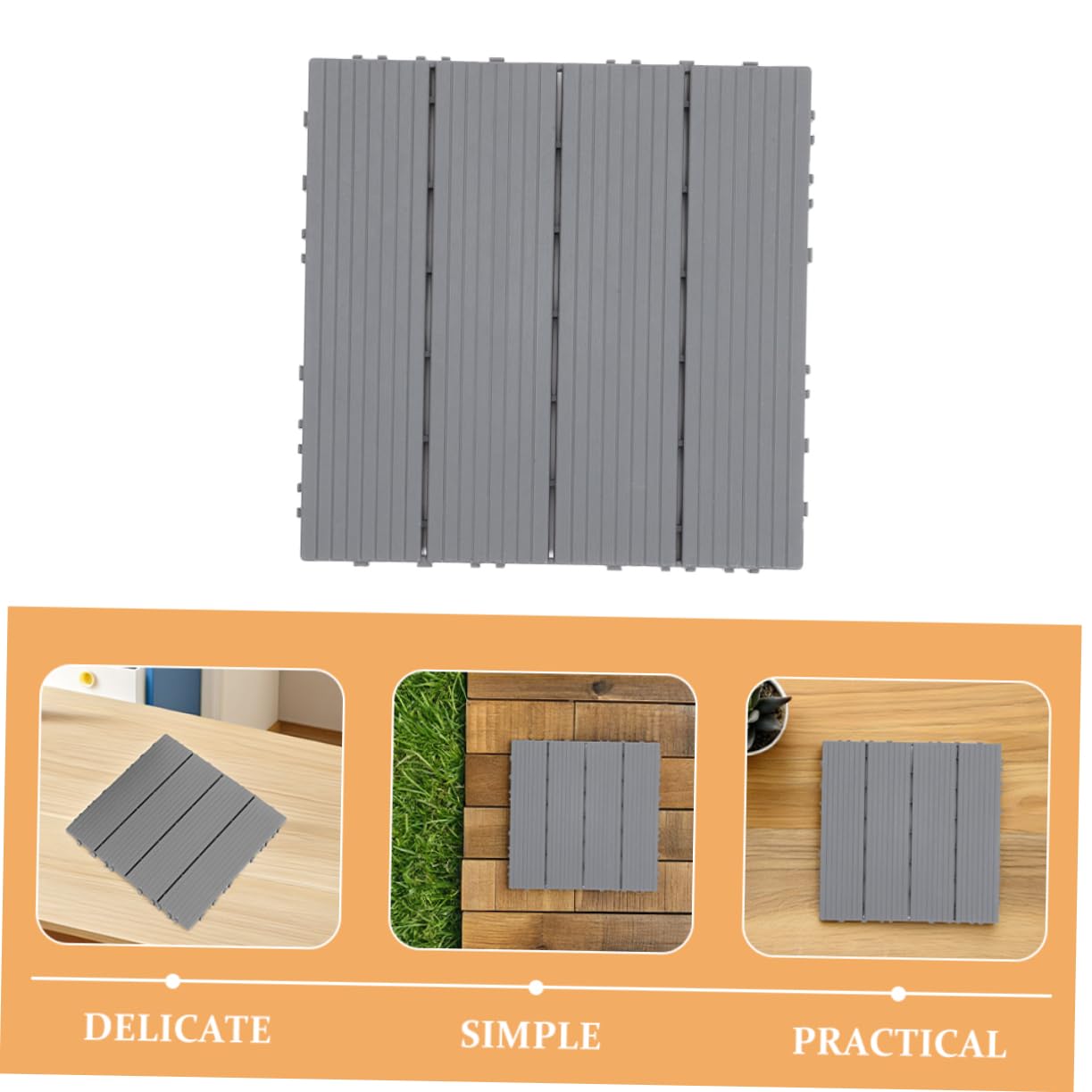 Angoily 4pcs Interlocking Balcony Deck Tiles Plastic Patio Decking Tiles Imitation Wood Texture Outdoor Indoor Floor