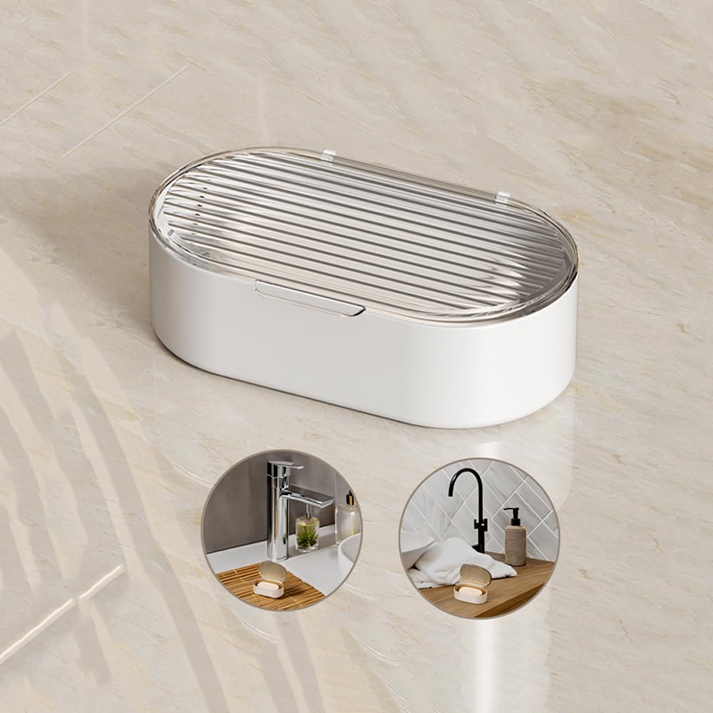 Sbomi Portasapone doppio strato con coperchio, Scatola per sapone, Porta Saponetta Bagno, contenitore portasapone, porta sapone solido perfetto per casa, bagno, viaggi, campeggio (Trasparente)