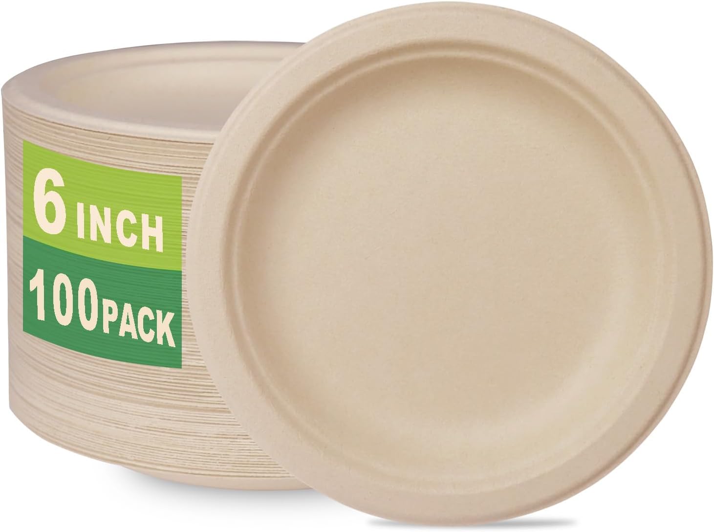 Ecovita 100 Compostable Paper Plates [9 in.] 150 Disposable Plates Eco Friendly