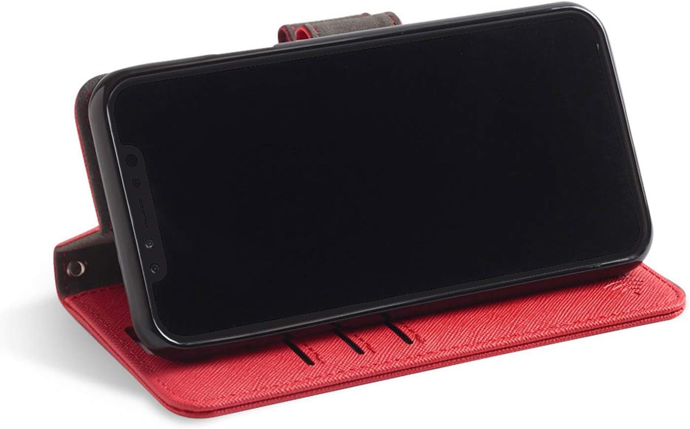 SafeSleeve Wallet Leather Case for iPhone XR EMF Blocker for Cell Phone with 3 Card Holder & Adjustable Stand – Magnetic Closure, and Magnetic Folio Protection for Daily Use (Red) - Image 4