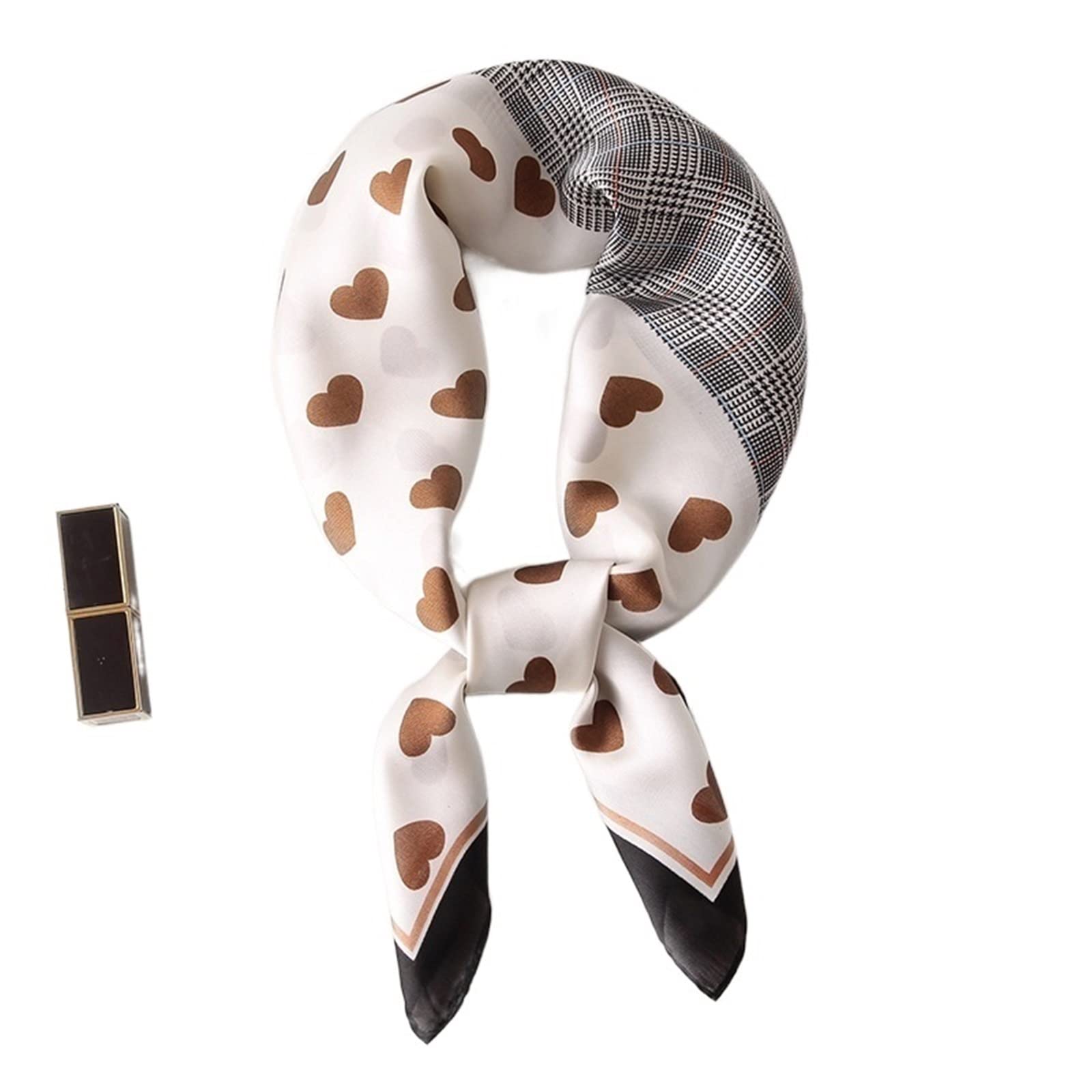 ACiyD Sciarpe da Donna Sciarpa di Seta Sciarpa Quadrata da Donna Stampa a Cuore Fascia da Donna Moda Scialli e Stole Sciarpe da Donna Turbanti Estate (Color : 1, Size : 70X70CM) (2 70X70CM)