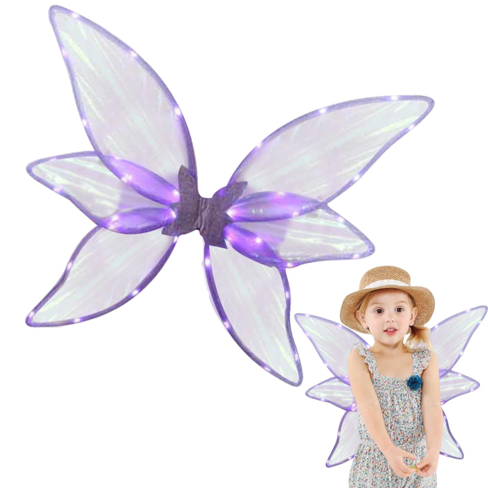 Ailes De Fée Lumineuses LED – 6 Branches, Fil Coloré, Taille 59×45 Cm – Cosplay Halloween, Fête, Noël