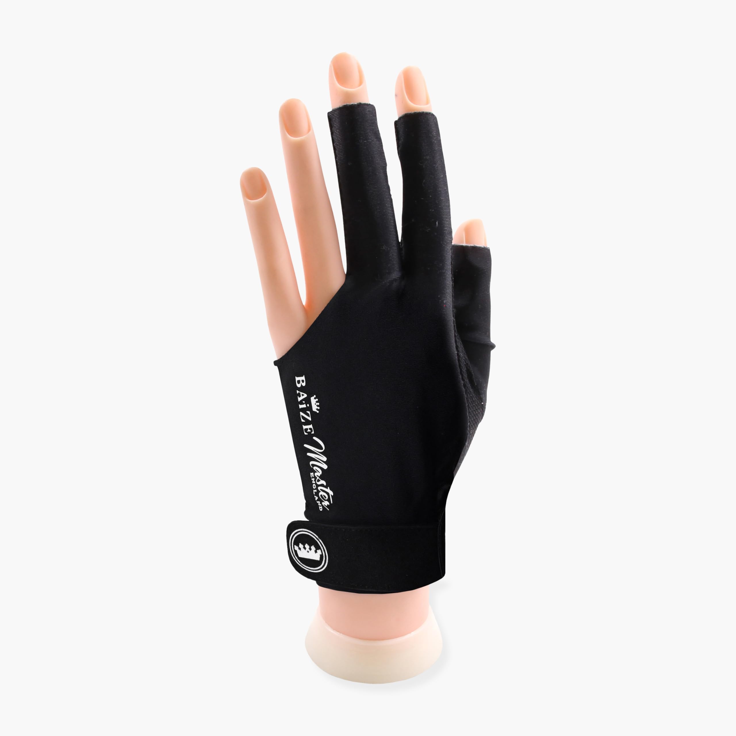 BAIZE MASTER Professional Three-Finger Snooker Pool Cueing Glove - For a Smoother Cue Action - For Right Handed Players (Black, Adult - Medium)