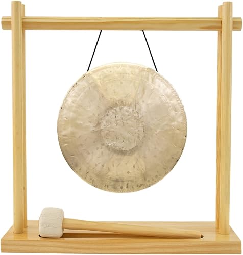 Miniatura 20 de Gongs de 8 a 10 pulgadas en el soporte My Little Pagoda Gong, incluye soporte, mazo y tu elección de gong/gong de escritorio perfecto/curación