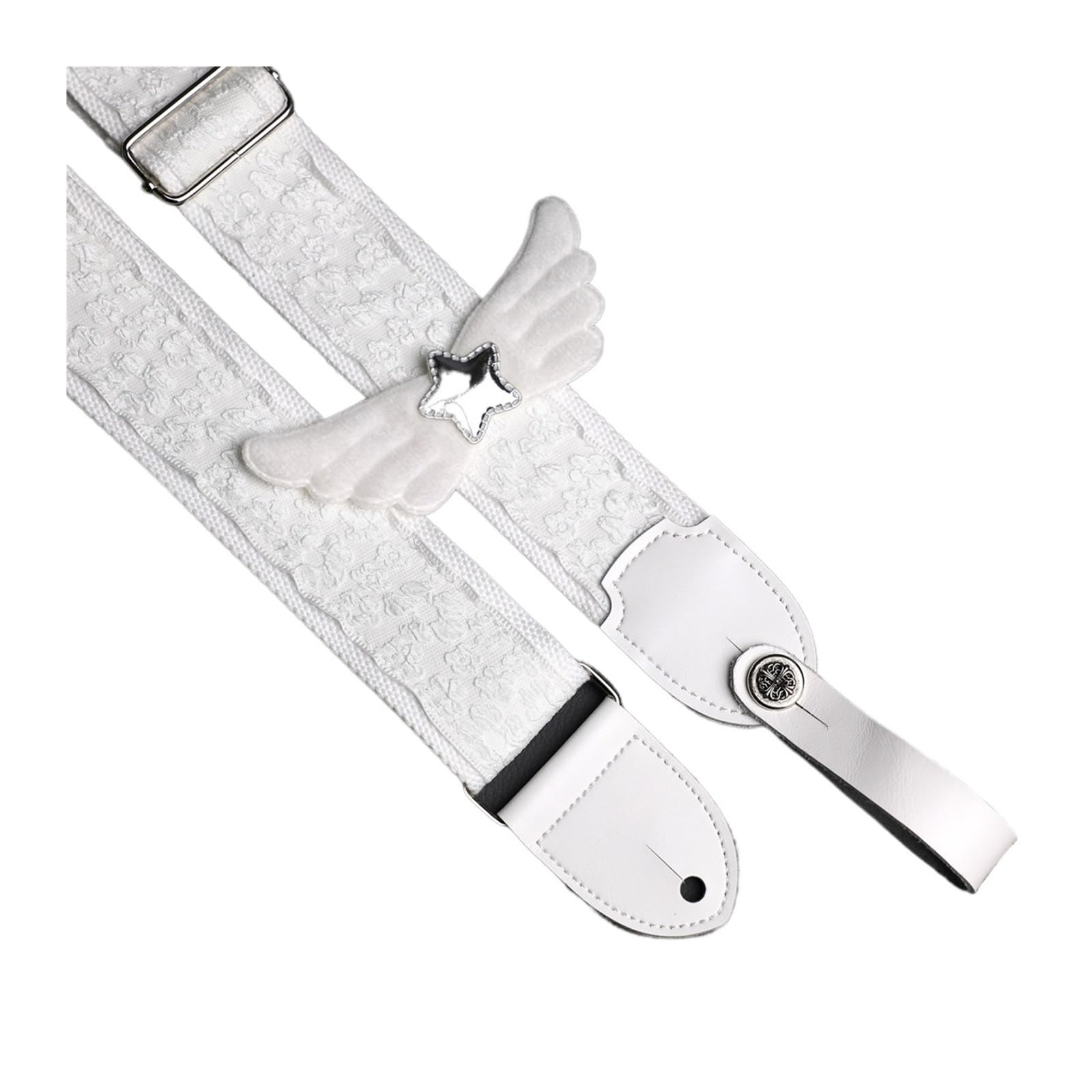 Tracolle for chitarra universali Silver Star Wings adatte a varie chitarre, bassi, chitarre acustiche folk in legno(Silver star wings+headstock strap)