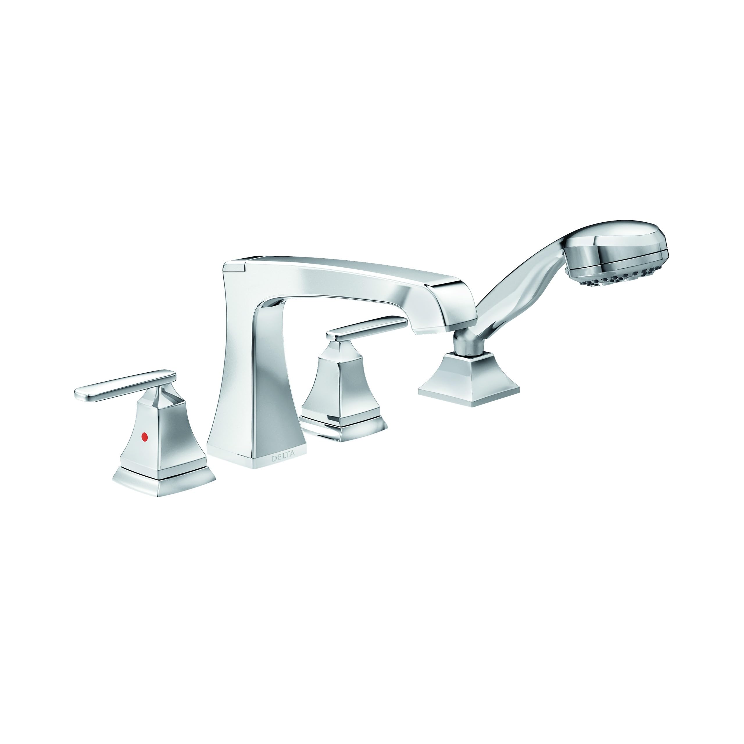 Delta Ashlyn Roman Tub Faucet with Hand Shower Chrome Deck Mount Bathtub Faucet Chrome T4764 Valve Not Included