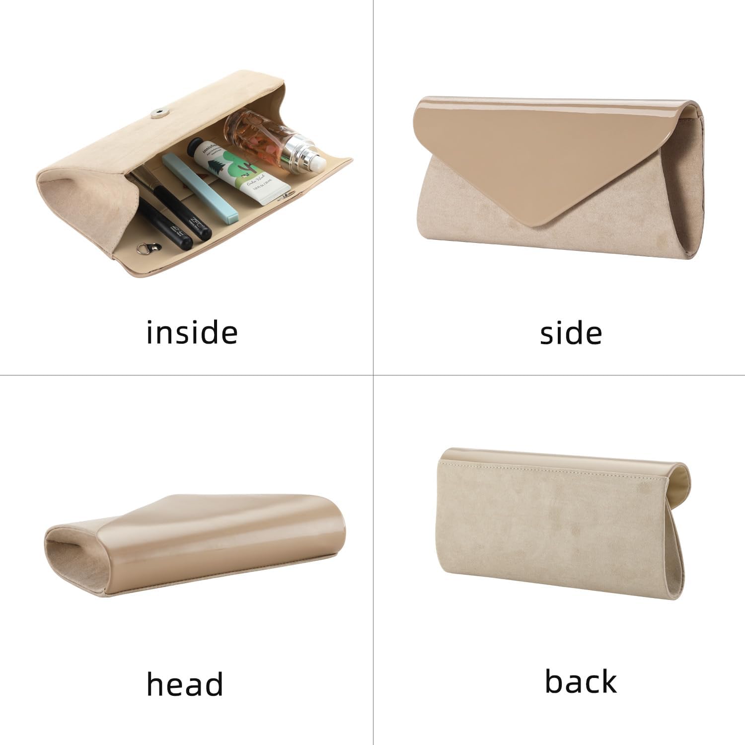 WALLYN'S Patent Leather Clutch Classic Purse Evening Bag Handbag With Flannelette - Image 5