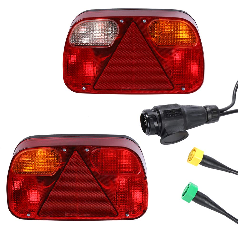 AOHEWEI Kit de Luces Traseras de Remolque Lámpara De Freno para Camión Iluminación Indicadora Kit de Cableado y Enchufe de 13 Pines con Cable de 5 Hilos 5,5m para Remolque Caravana o Camión