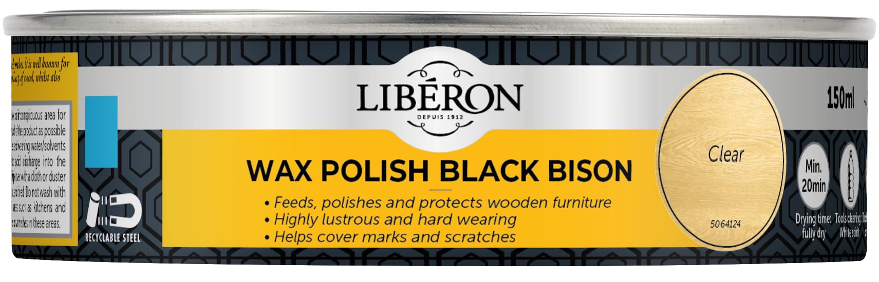 Libéron Wax Polish Black Bison Paste Clear 150ml