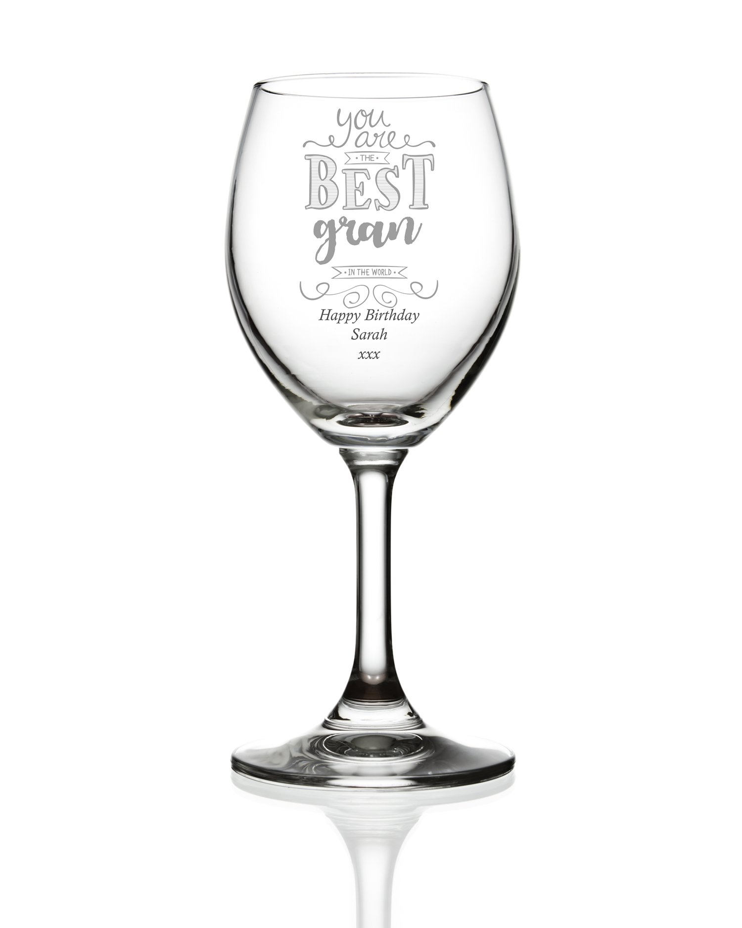 Ukgiftstoreonline Transparent Gift For Gran Personalised Engraved Wine Glass