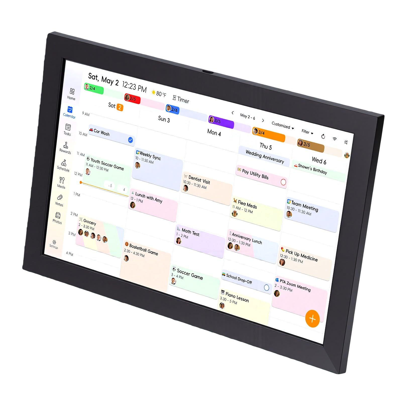 Calendario Digitale Intelligente, Touch Screen da 10,1 Pollici | Agenda familiare, tabella dei lavori, cornice per foto, sincronizzazione WiFi, organizer da parete, per il coordinamento