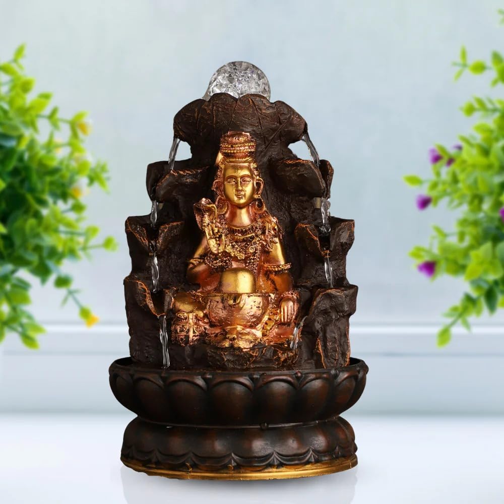 SHAMMI Craft Lord Shiva Tabletop Waterfall Fountain Relaxing