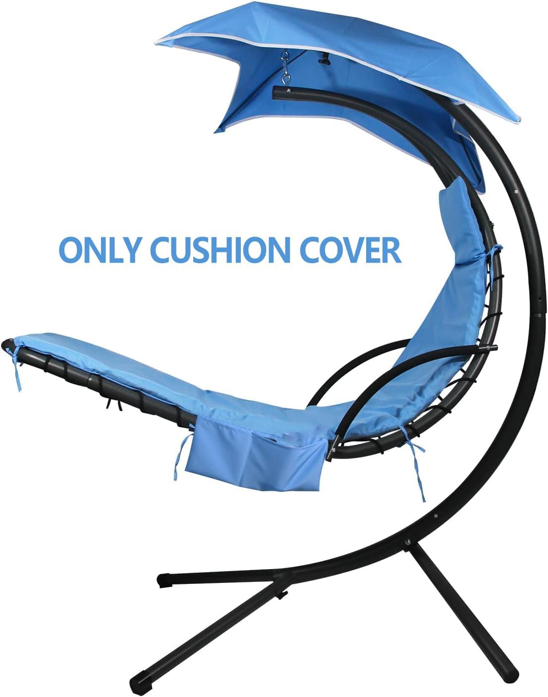 Outdoor Hanging Lounge Chair Replacement Cushion Cover and Umbrella Fabric, Patio Curved Chaise Hammock Floating Swing Chair Pads (Cushion Not Included) (Blue)