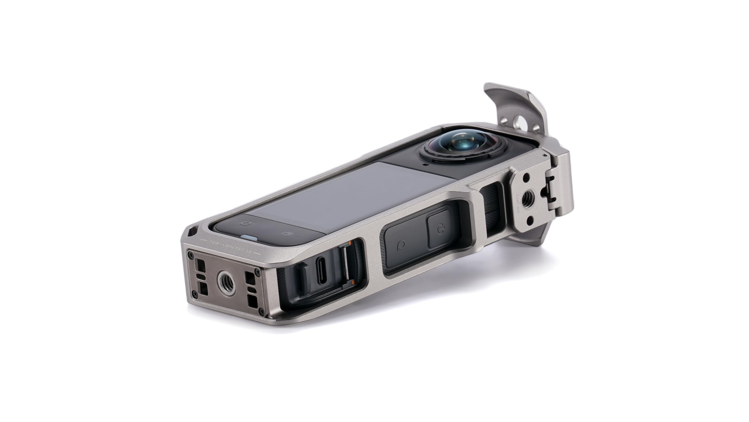 Tilta Jaula Insta360 X5, Jaula Completa para Cámara Compatible con Insta360 X5 con Roscas de 1/4”-20, Receptor de Zapata Fría - Gris Titanio TA-T90-FCC-TG