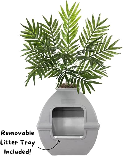 Miniatura 43 de Good Pet Stuff Kit original de caja de arena oculta y forro reutilizable, maceta redonda cerrada con plantas artificiales, sistema de filtro de olor