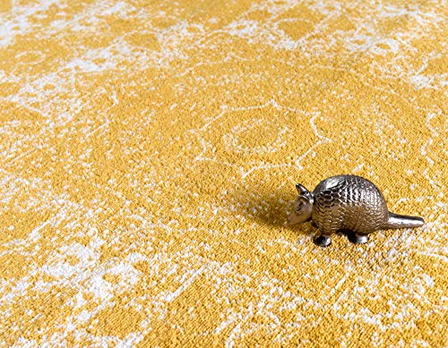 Rugs.com Dover Collection Rug – 8 Ft Runner Yellow Low-Pile Rug Perfect For Hallways, Entryways #TOP5