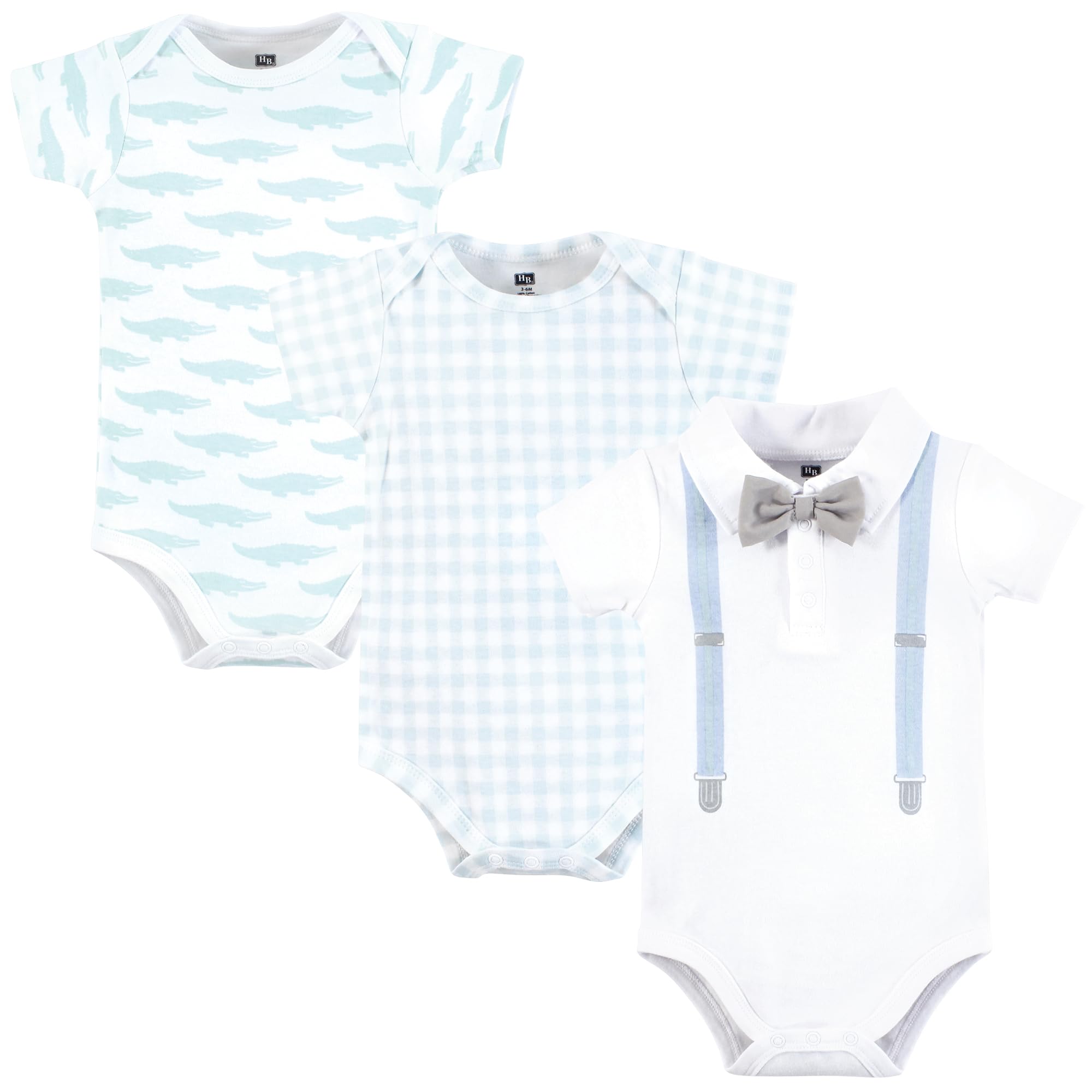 Hudson Baby Infant Boys Cotton Bodysuits 3-Pack Gator Polo 18-24 Months