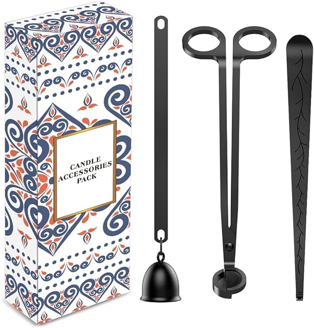 RONXS 3 in 1 Candle Wick Timmer Set, Candle Care Kit with Candle Cutter, Candle Snuffer, Candle Wick Dipper, Stylish Package for Candle Lovers (Black)