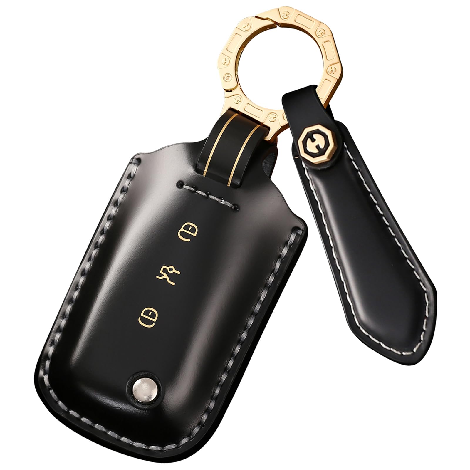 ontto Auto Schlüsselhülle Autoschlüssel Hülle Rindsleder Fernbedienung Cover Passt für Bentley Bentayga Continental GT Flying Spur Mulsanne Arnage 3 Tasten Schlüsseletui Schlüsselanhänger-Schwarz
