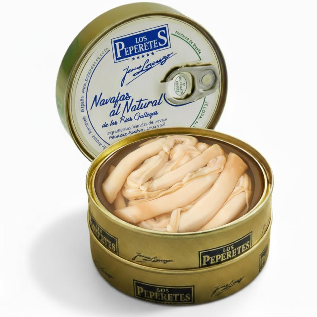LOS PEPERETES Navajas Finisterre al Natural 120 g Lata Marisco Gallego Gourmet 10-12 Piezas