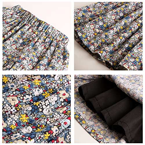 Floral Long Skirt For Girls Toddler & Kids & Teens Ii Girl's A-Line Maxi Skirts Blue #TOP2